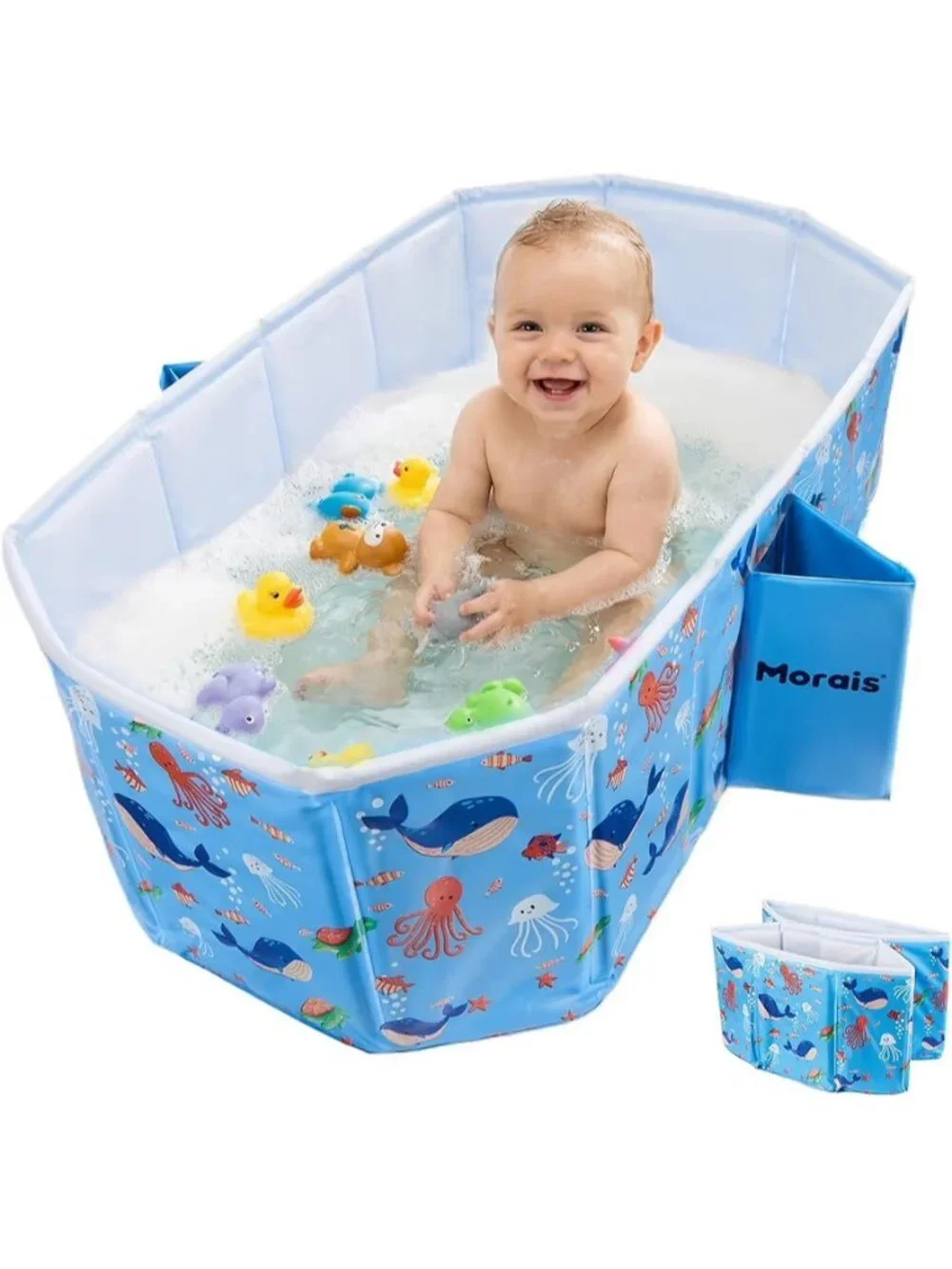 Baby Bathtub Collapsible & Portable, Foldable Toddler Bath Tub for Travel Home